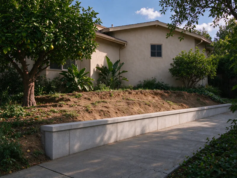 Retaining wall installation after condition in the same garden setting